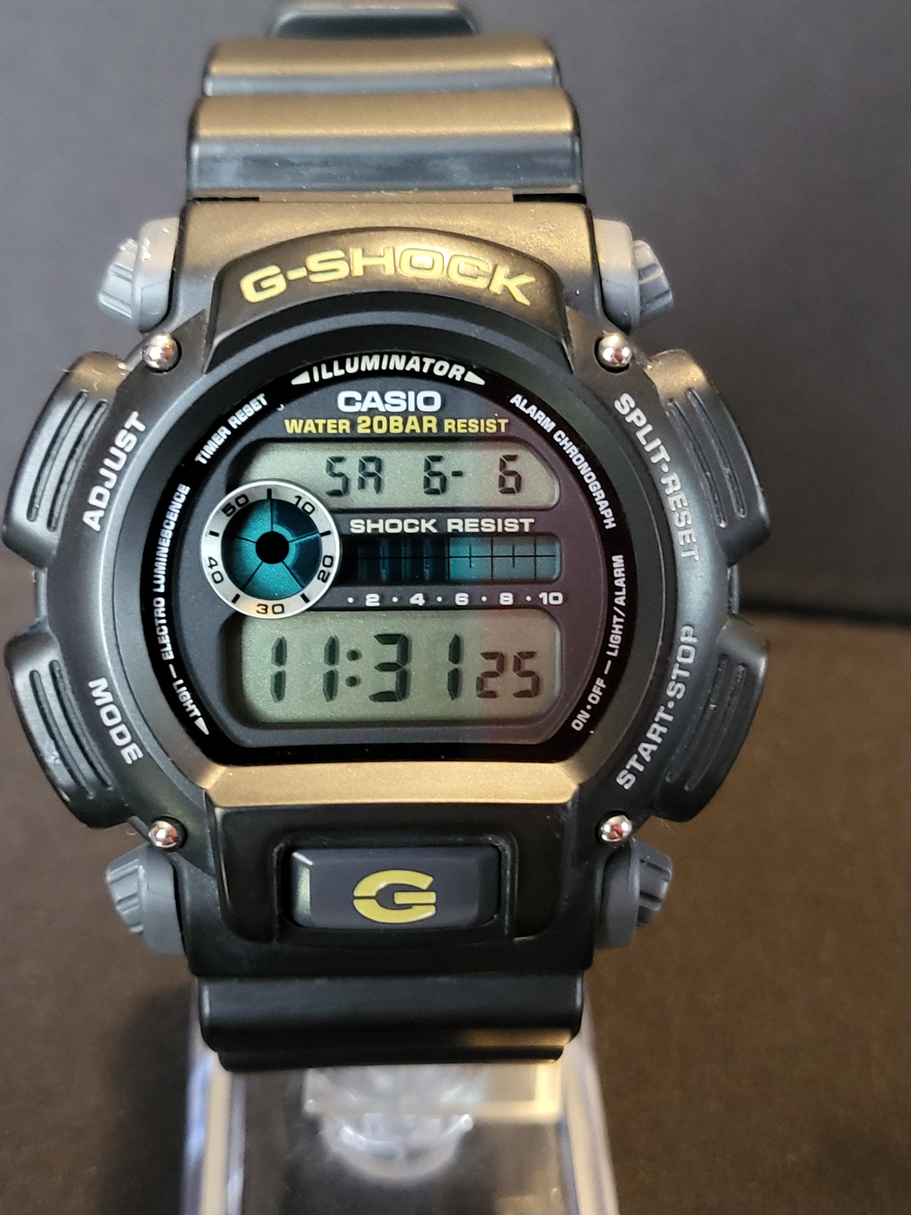 Casio GShock Dw9052 Digital Watch In Black With Yellow Accents